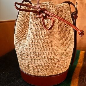 Sezane Tan and Brown Mini Woven Bag